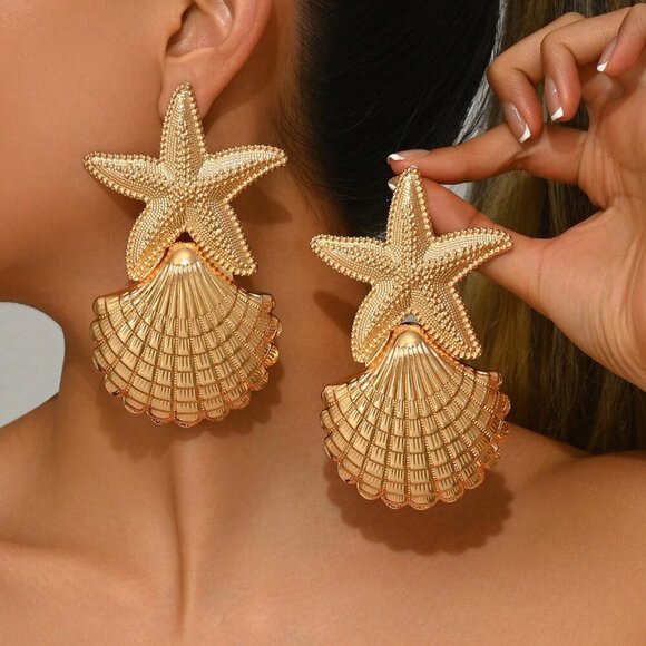 Gold Boho Women's Gold-Plated Handmade Multilayer Tassel Chunky Earrings - Picture 2 of 5